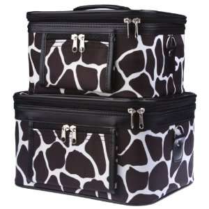    Two Giraffe Brown Patch Train Cases Cosmetic Makeup Beauty
