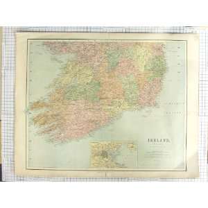  BARTHOLOMEW ANTIQUE MAP c1870 IRELAND DUBLIN BAY