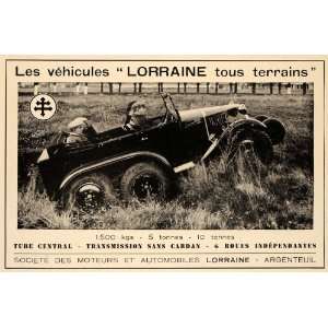 1936 French Ad Lorraine Vintage Car Automobile France   Original Print 