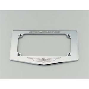   Chrome License Plate Frame with Gold Wing Logo / Pt # 08P26 MCA 100