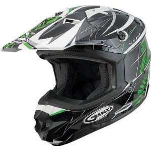 Max GM76X Helmet , Style Player, Color Black/Green/White, Size Lg 
