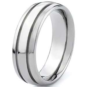  Ashleys Jewelry 7mm Titanium Domed Band with 2 Grooves 