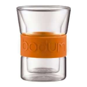  Bodum Presso Double Wall 6 Ounce Glass in Orange, Set of 2 