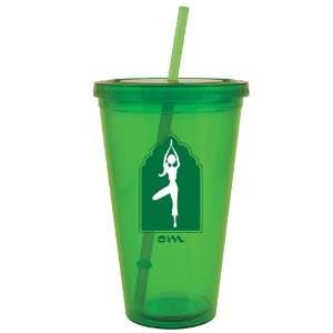 Hues & Brews 16 Ounce Double Wall BPA Free Acrylic Sip Cup, Yoga Tree 