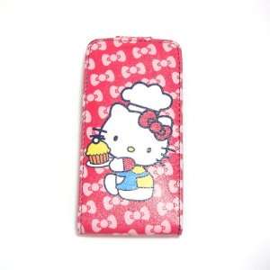  hello kitty red cooking flip leather case for iphone 4 4G 