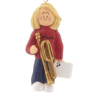  Personalized Trombone Player   Female Christmas Ornament 