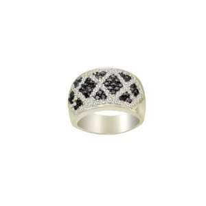  Sterling Silver Clear CZ Diamond Cut Black Ring.Size 9 