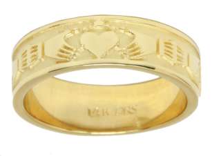 Mens Silver or Gold Irish Claddagh Wedding Ring Band  
