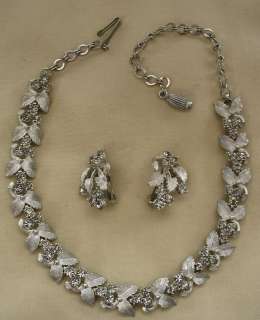 Vintage Rhinestone and Leaf 16 Choker & Earring Set  