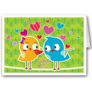 Cute love bird theme Valentines Day card set   12 carsd/13 envelopes