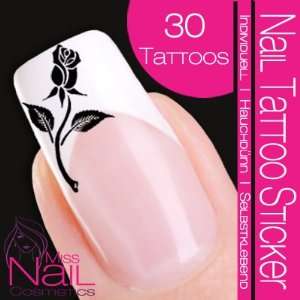  Nail Tattoo Sticker Rose / Flower   black Beauty