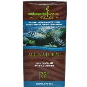 Endangered Species Chocolate With Blueberries, Sea Turtle, 3pk
