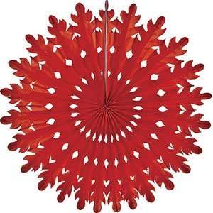  Red 14 Inch Paper Sunburst Honeycomb Decoration