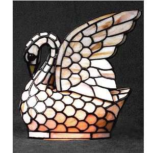  Stained Glass Swan Accent Lamp