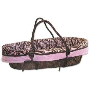  Basket Set Zebra Pink. Chocolate Moses Basket (Mbc), Pink Mattress 