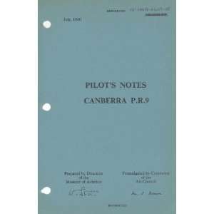 English Electric Canberra P.R. 9 Aircraft Pilots Notes 