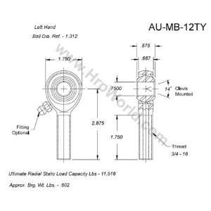  Aurora Bearing Company MB 12TY; .750 Bore   3/4 16 