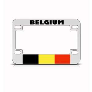 Belgium Flag Metal Motorcycle Bike license plate frame Tag Holder