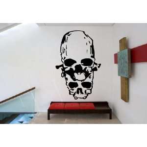  Two Cool Scary Human Deformed Skulls Design Wall Mural 