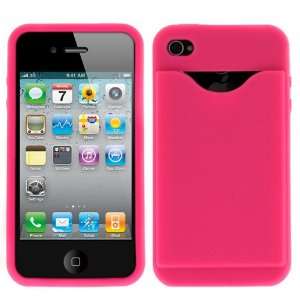  Hype Pink Soft Silicone Cover Case with Credit Card Slot 