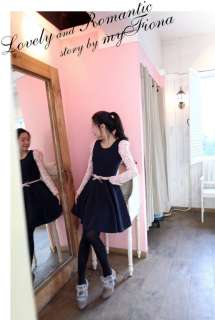 New Japan Style Lovely girls lace long sleeve skirt / Dress +Belt 