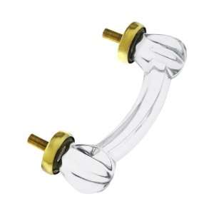   Style Clear Glass Drawer Pull With Brass Bases.