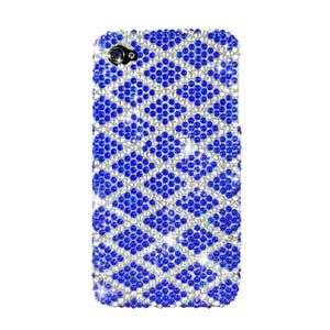 BLUE PLAID BLING HARD CASE COVER FOR APPLE IPHONE 4 4G PROTECTOR SNAP 