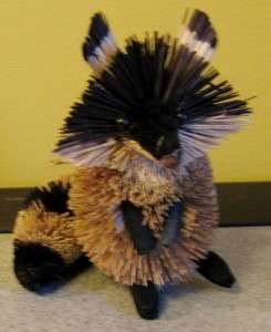   Natural Brush Art Christmas Ornament Woodland Racoon, Curly Tail New