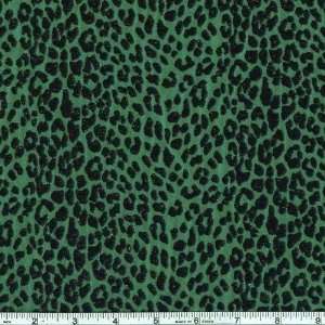 com 60 Wide Flocked Iridescent Taffeta Leopard Emerald/Black Fabric 