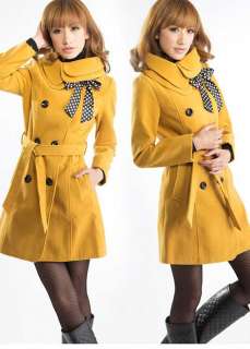 NEW Luxury Womens Slim Double Breasted Coat Wool Jacket Winter Outwear 