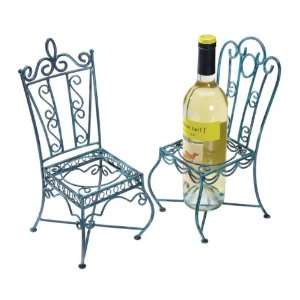   of 3 Mini French Style Cafe Chair Wine Bottle Holders