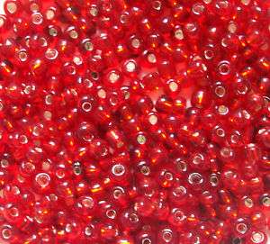 grams Silver Lined red Czech Glass Seed Beads 8/0 New  
