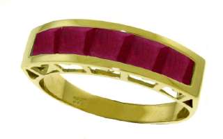   Square) Cut Rubies Channel Set in solid 14K. Yellow Gold Ring  