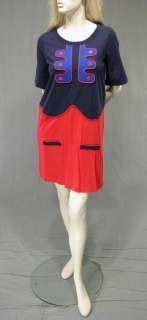 See by Chloe Button Bib Colorblock Shift Dress   Red/Navy  