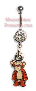 DISNEY DANCING TIGGER 3 PC MOVABLE DANGLE BELLY RING  