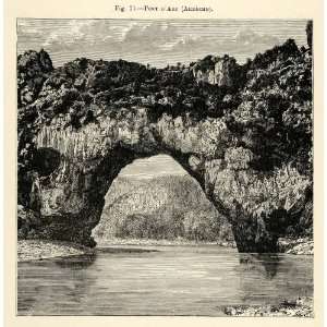   Natural Bridge Landscape River   Original Engraving