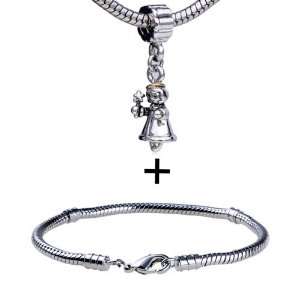  Girl Pattern European Charm Bead Bracelet Holiday Fits Pandora Charms