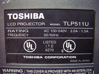   TLP511 3 LCD Digital Data Projector w/ Document Imaging Camera TLP511U