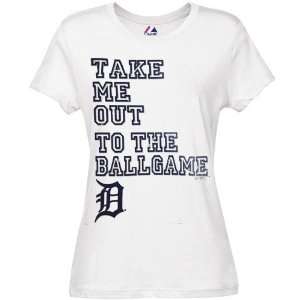  Majestic Detroit Tigers Ladies White Fake Out T shirt 