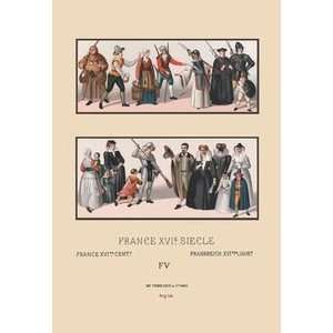 Variety of Sixteenth Century French Costumes and Classes   12x18 