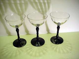 inch tall Stemware Black glass stems Glasses  