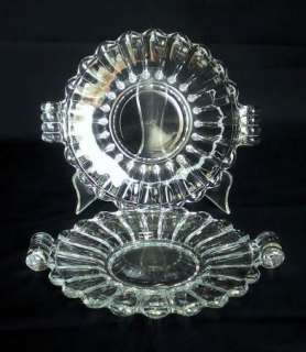 HEISEY Glass CRYSTOLITE Handled Snack Plates SIGNED  