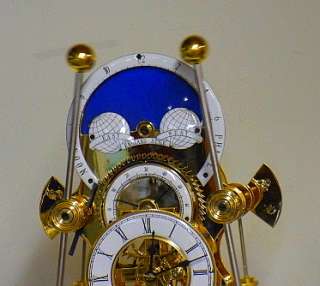 Harrison Moon Dial Grasshopper Clock in 24K Gold Plate  