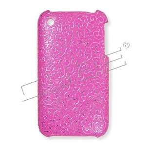 iPhone 3G/3GS   Leather Design Floral Pattern on Pink   Metallic look 