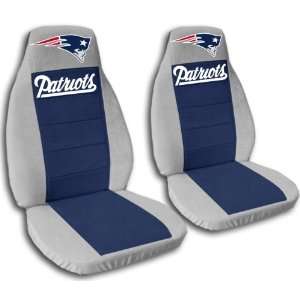  2 Silver and Navy Blue New England seat covers for a 2007 