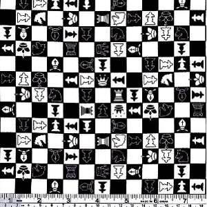  45 Wide Checkered Chess Black/White Fabric By The Yard 