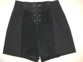 WILSONS LEATHER Black Suede & Spandex Hot Pants Short Shorts M  