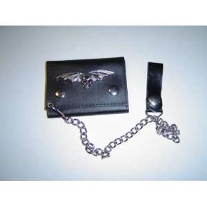  Mens Leather Chain Wallet w/ Winged Skull C142 Everything 