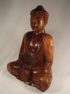 16 Wood Carving Seated Altar Wooden Meditating Buddha  