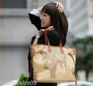 Womens Fashion World Map Tote Shoulder Handbag Bag  